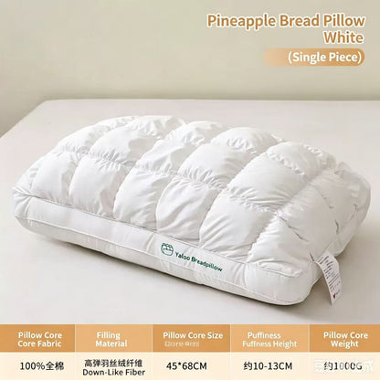 100% Cotton Pineapple Bun Pillows, Neck Support Pillows for Adults, Improve Sleep, Available in Pair & Single Pack