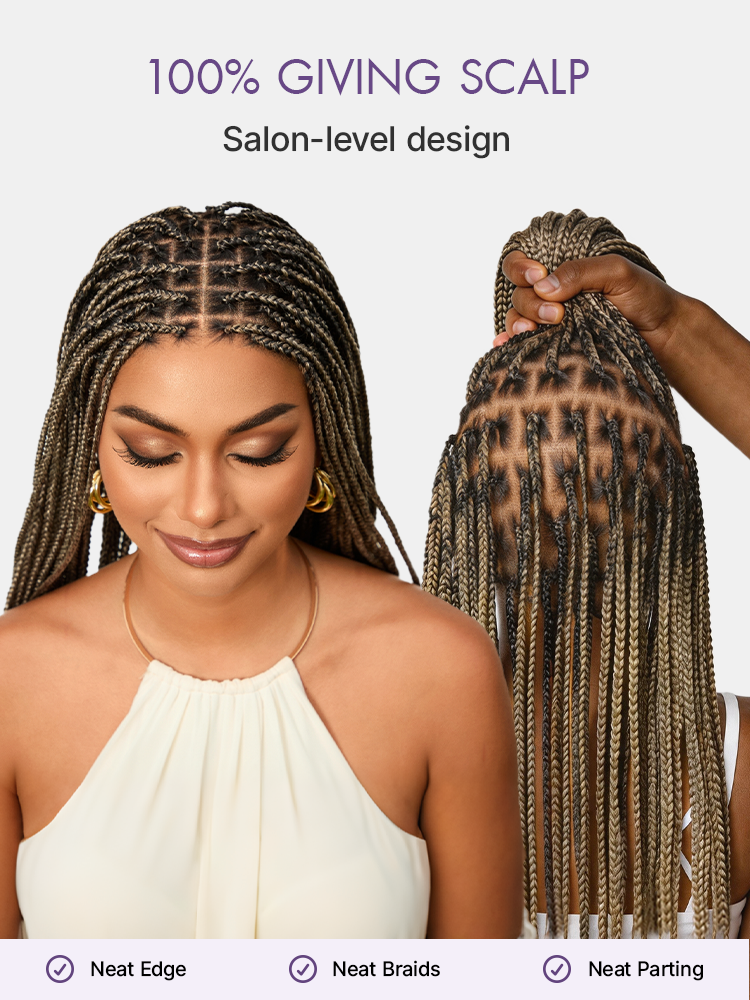 🔥Last Day: 63% OFF🌍Goddess Blonde HD Lace Glueless Knotless Braid Wig ✨