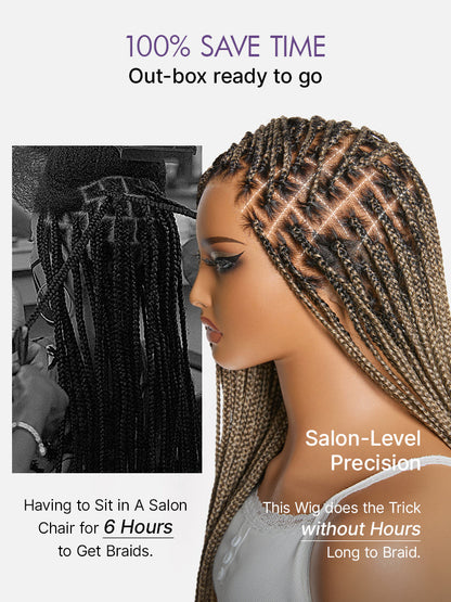 🔥Last Day: 63% OFF🌍Goddess Blonde HD Lace Glueless Knotless Braid Wig ✨