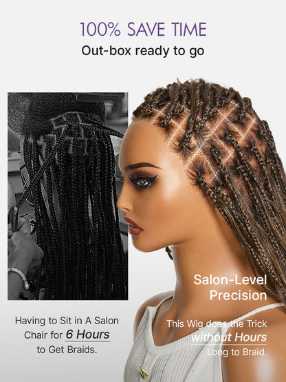 Ombre Honey Blonde French Curl Knotless Boho Braids HD Full Lace Long Wig Flexi Fit Invisi Drawstring Cap - US Only