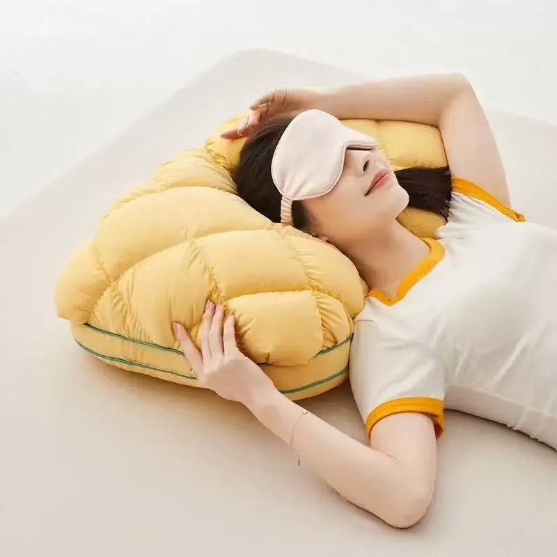 100% Cotton Pineapple Bun Pillows, Neck Support Pillows for Adults, Improve Sleep, Available in Pair & Single Pack