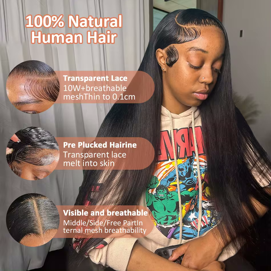 250% Density Glueless HD Lace Straight Wig