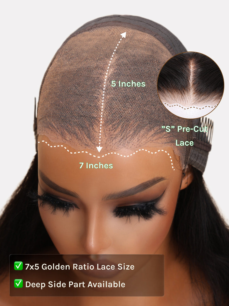 Ombre Chestnut Brown 13x4 Glueless Yaki Straight Human Hair Wig - Pre-Everything Wear & Go with Invisi Drawstring