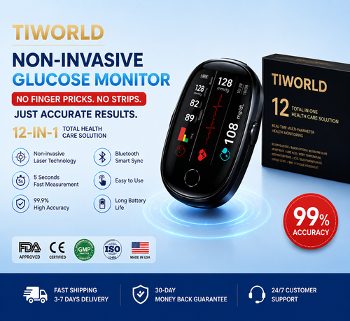 TIWORLD Non‑Invasive Glucose Monitor Track Your Health Anytime — No Finger Pricks, No Pain, No Strips