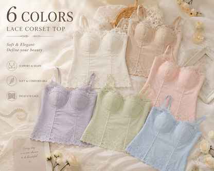 Women's Built-in Bra Pad Tank Top, French Style Long Camisole Inner Wear