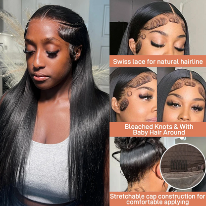 250% Density Glueless HD Lace Straight Wig