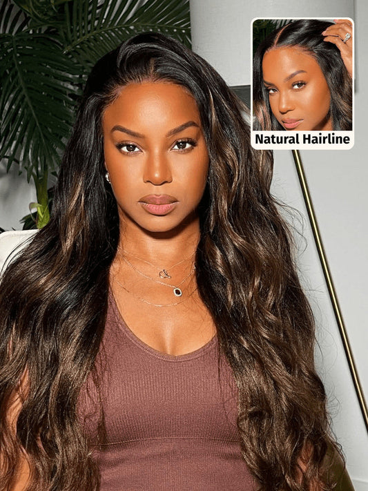 Ombre Chestnut Brown 13x4 Glueless Yaki Straight Human Hair Wig - Pre-Everything Wear & Go with Invisi Drawstring
